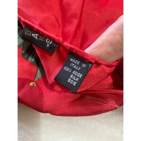 Daks Red Italian Silk Scarf With Gold Baroque Print - Picture 3 of 8